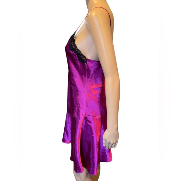Delicates Vintage Iridescent Holographic Purple Lingerie Intimates Slip Dress - Picture 2 of 5